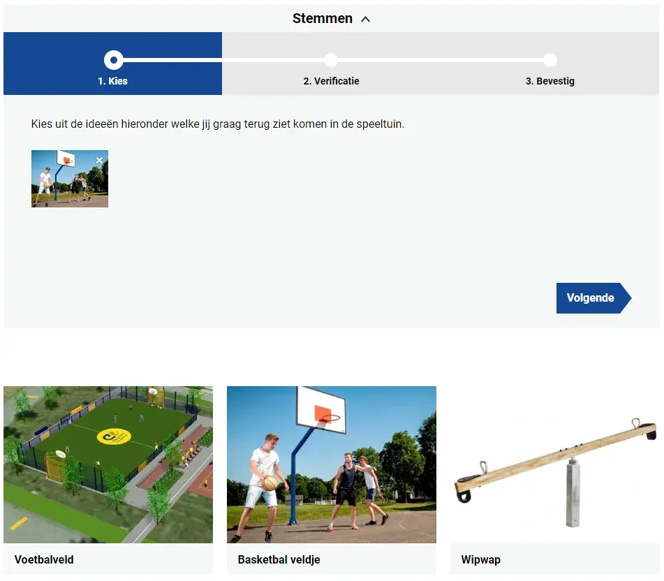 Voorbeeld van een stempagina op een participatiewebsite